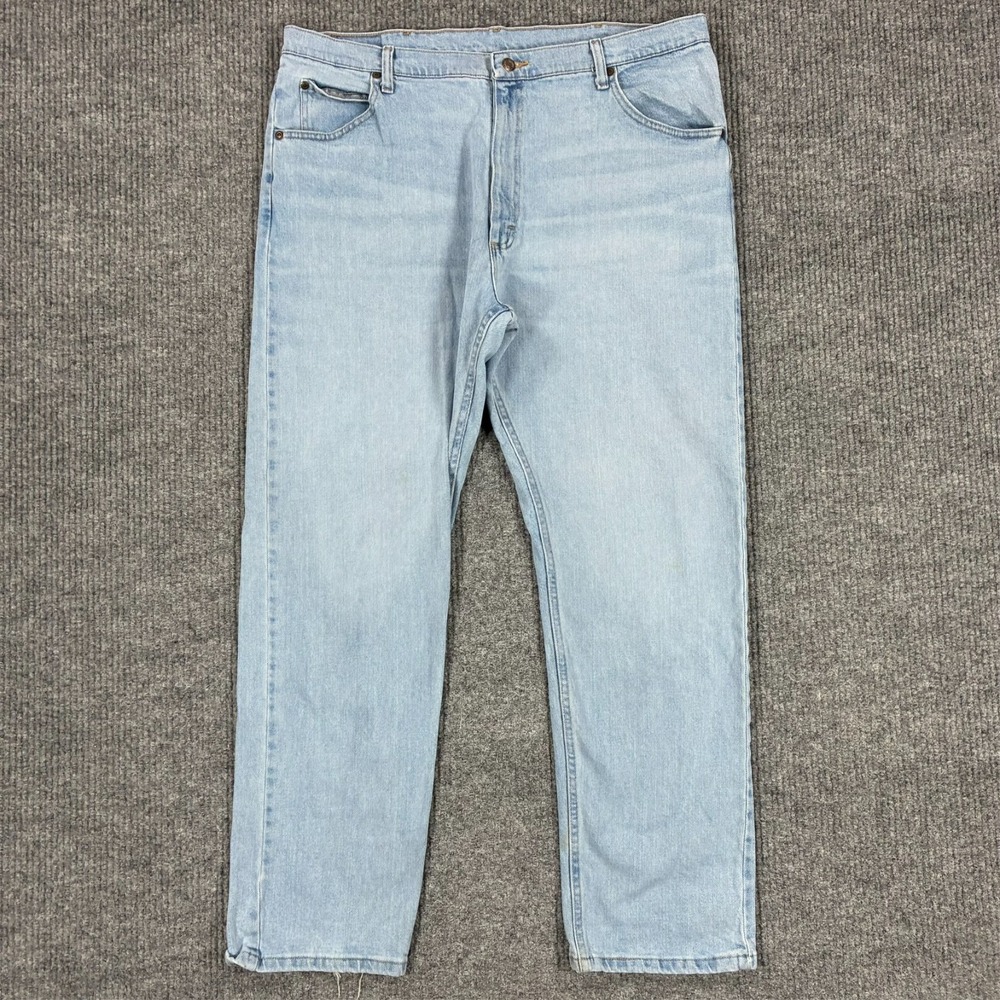 Wrangler Mens Straight Leg Jeans Size 40x32 Light Wash Denim Mid Rise Casual